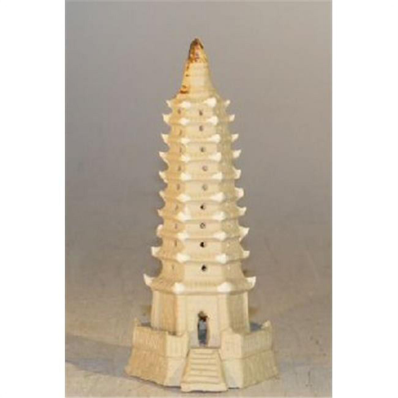 Picture of Bonsai Boy e2338 Unglazed Ceramic Pagoda Figurine&#44; Brown