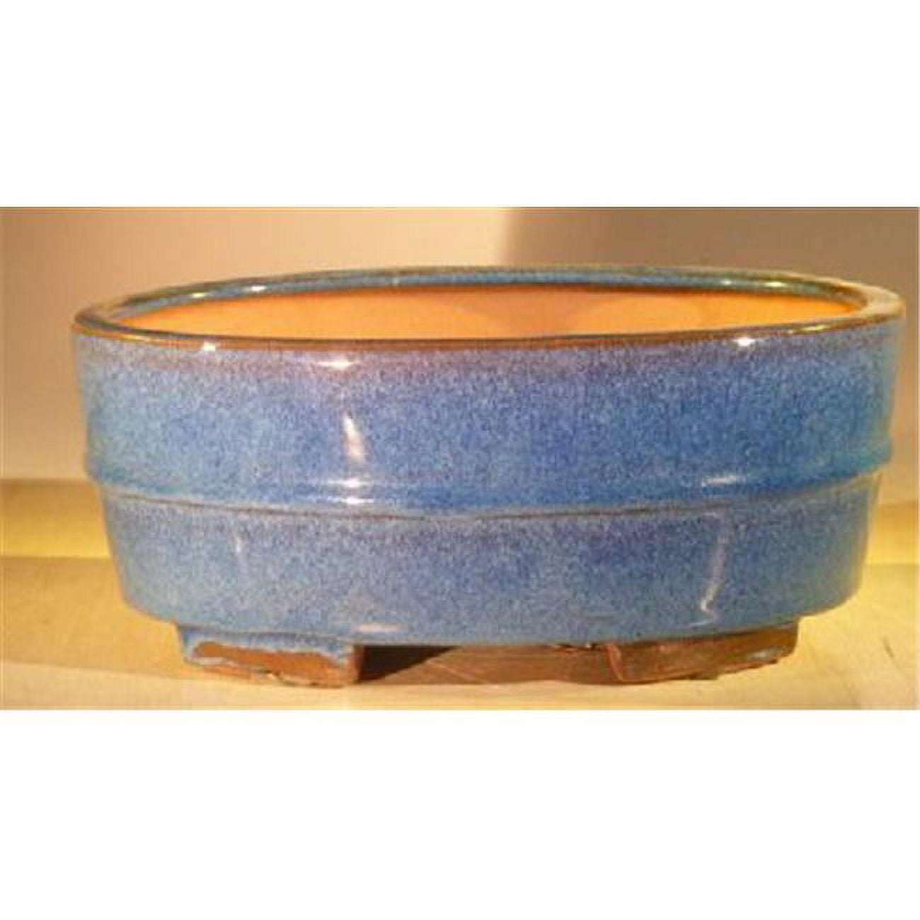 10 x 8 x 4 in. Professional Series Ceramic Bonsai Pot, Blue - Oval