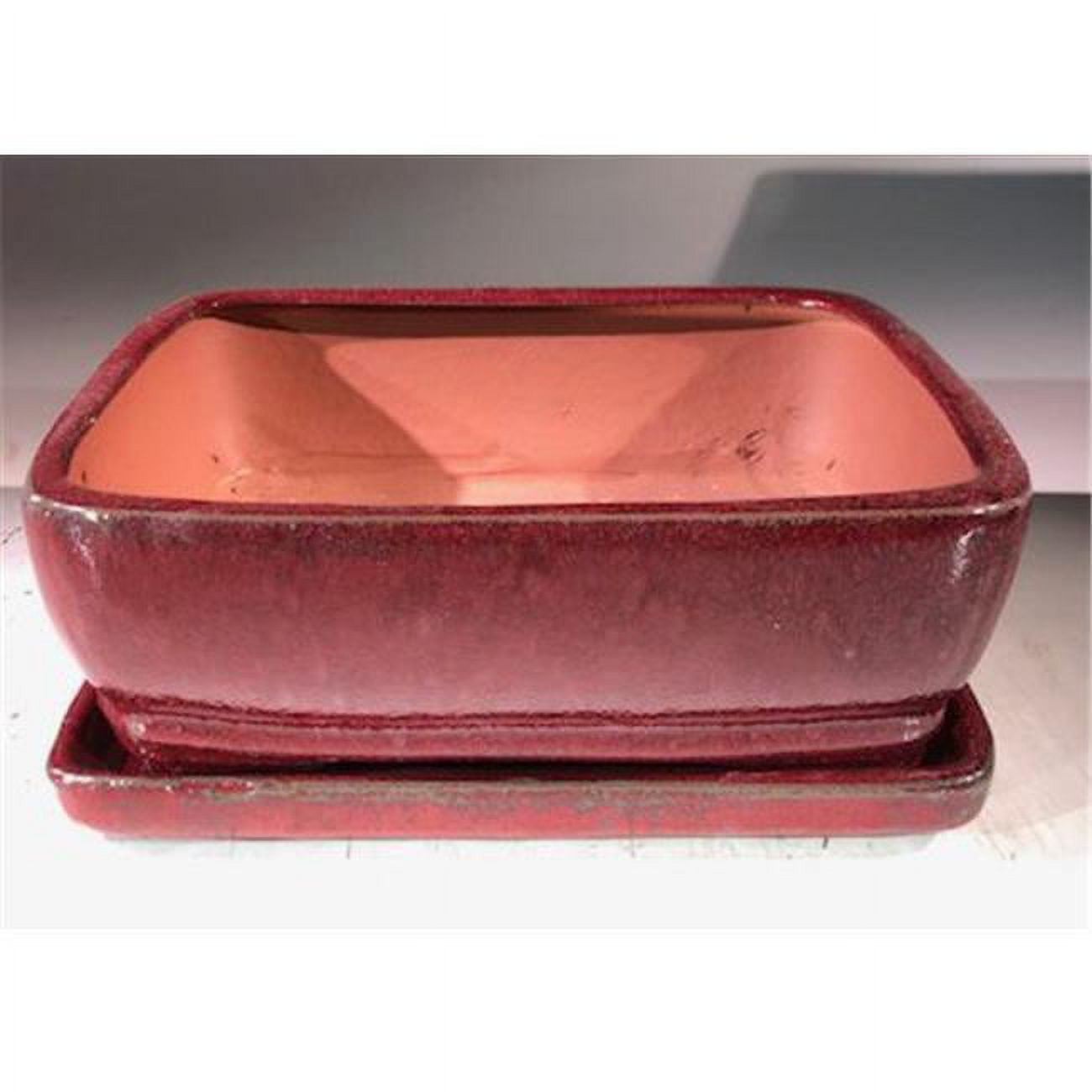 6 in. Parisian Ceramic Bonsai Pot, Red - Rectangle