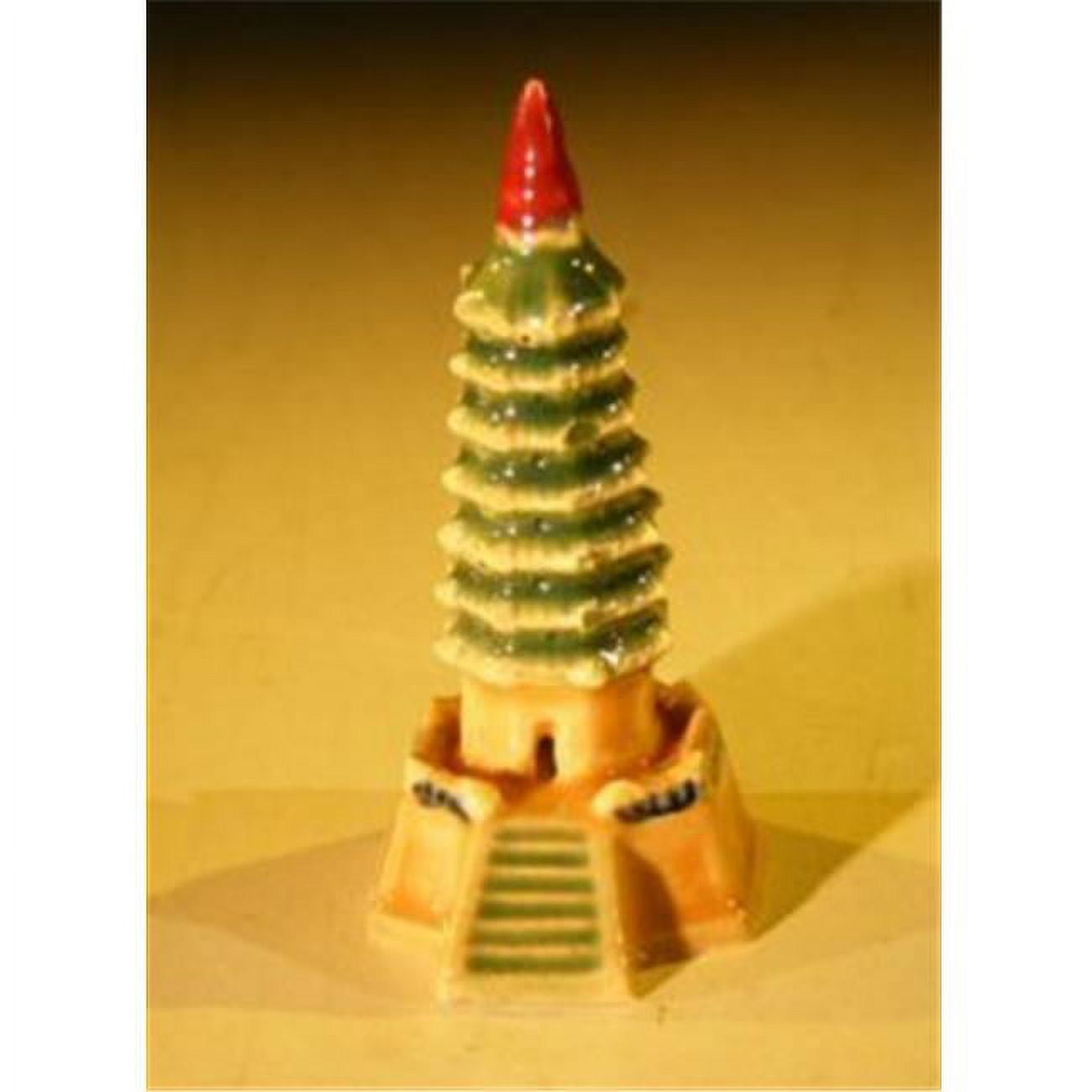 Picture of Bonsai Boy e2852 3 in. Glazed Ceramic Pagoda Figurine&#44; Red&#44; Green & Orange