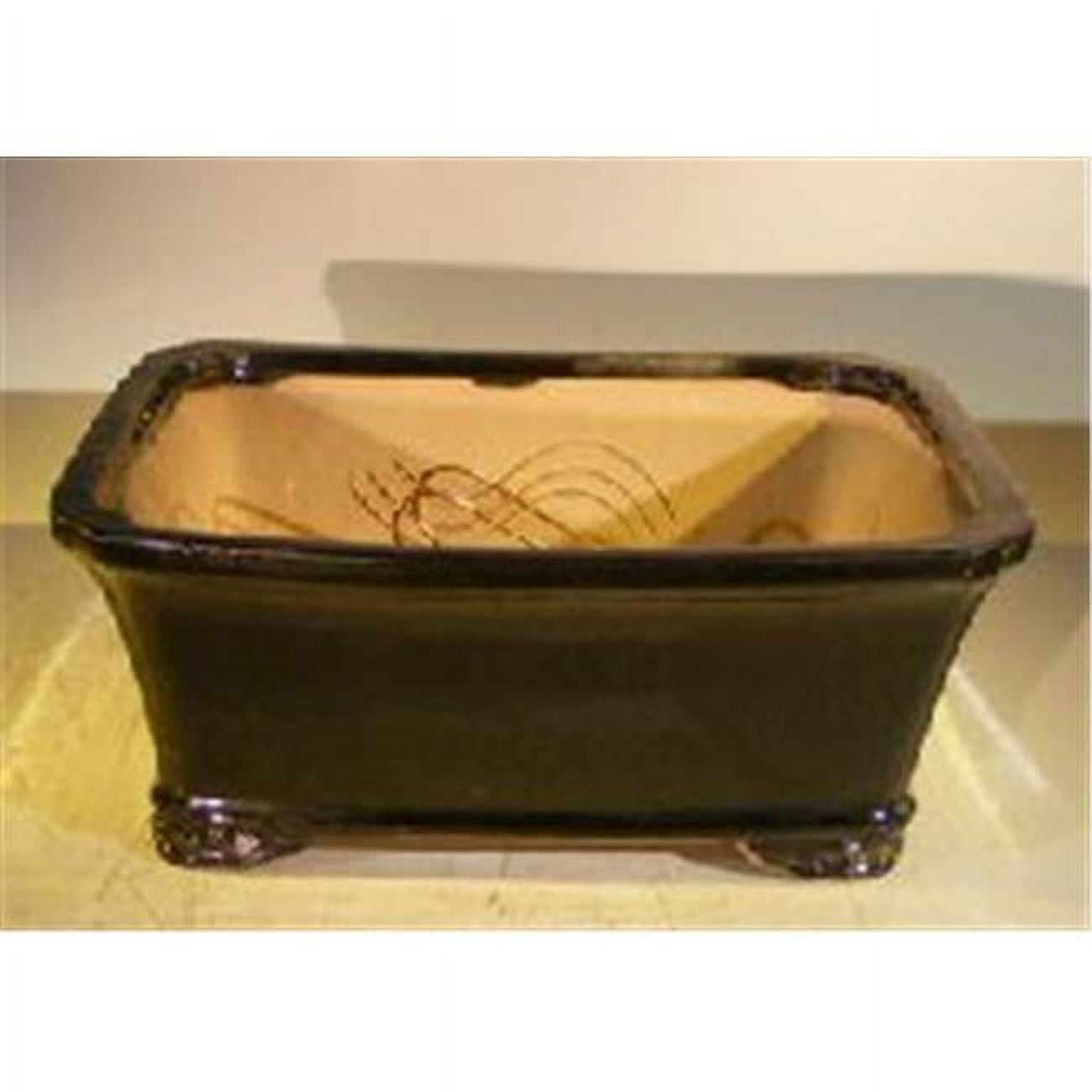 10 x 8 x 4 in. Ceramic Bonsai Pot, Black - Rectangle