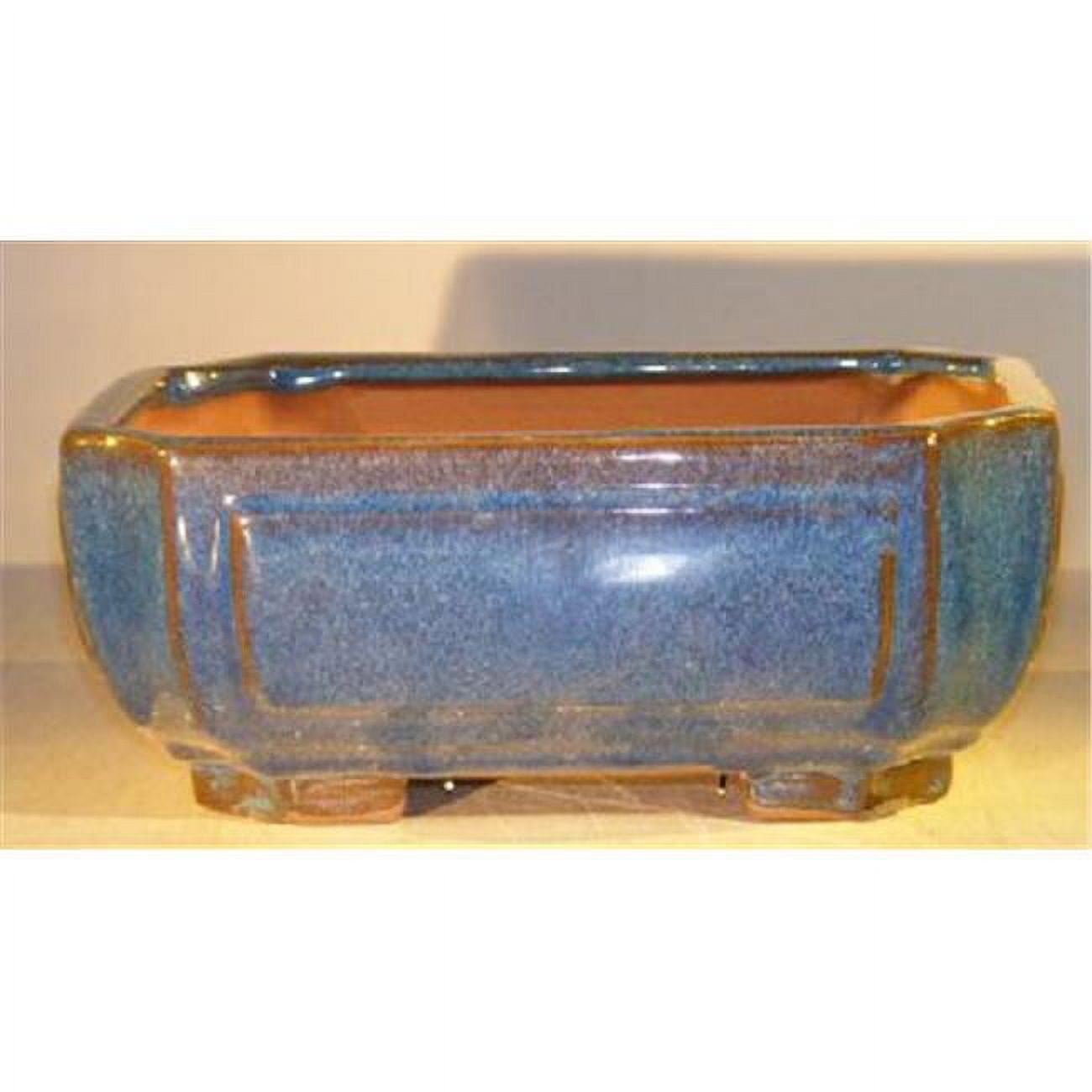 10 x 8 x 4 in. Ceramic Bonsai Pot, Blue - Rectangle