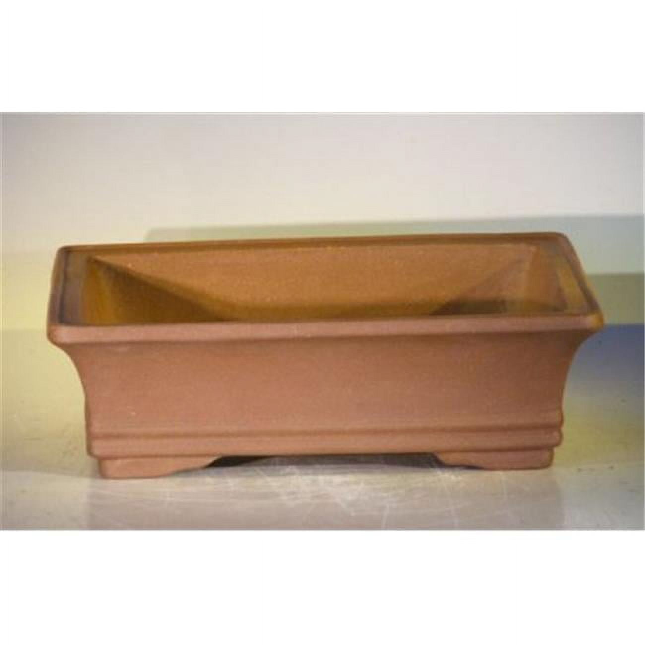 12 x 9.625 x 3.5 in. Unglazed Ceramic Bonsai Pot, Tan - Rectangle