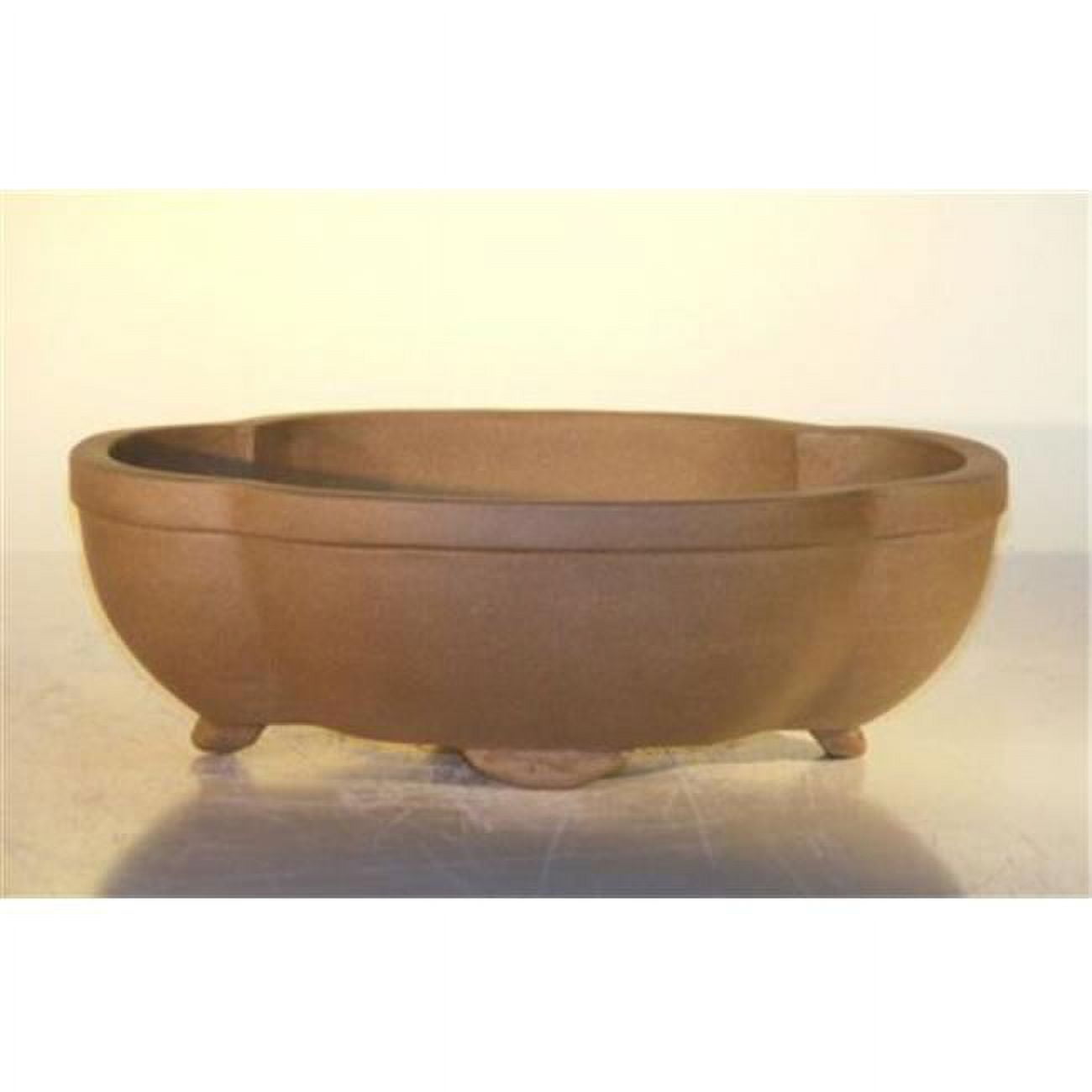 L315 6.5 x 4.5 x 2.125 in. Unglazed Ceramic Bonsai Pot, Tan - Oval