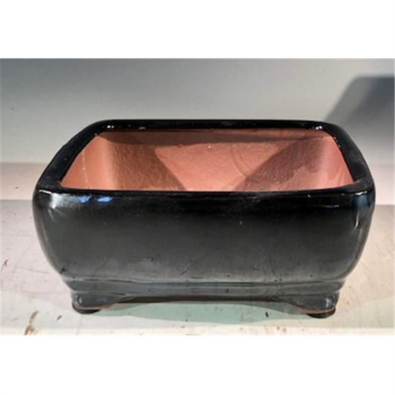 Ceramic Bonsai Pot, Black - Rectangle