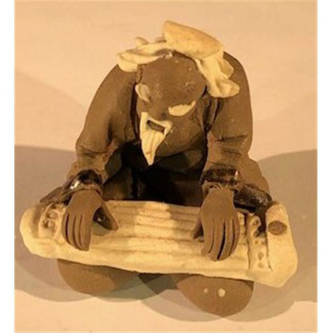 2 in. Miniature Ceramic Figurine - Mudman Playing Musical Instrument
