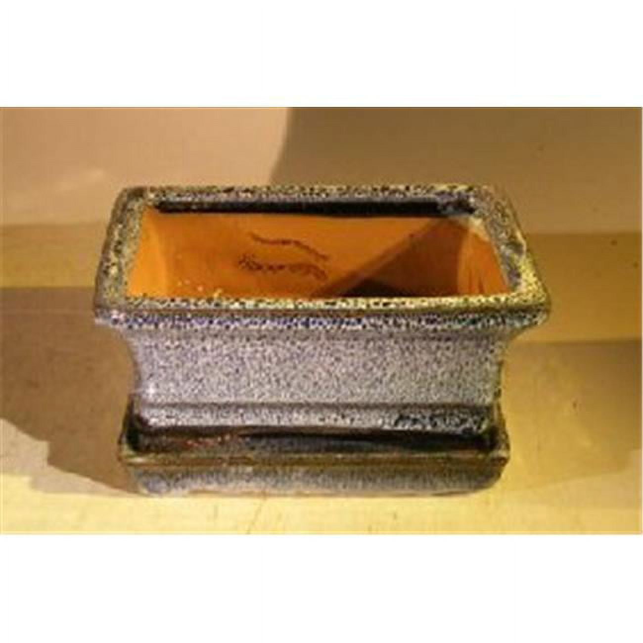 6.37 x 4.75 x 2.625 in. Ceramic Bonsai Pot, Marble Blue - Rectangle