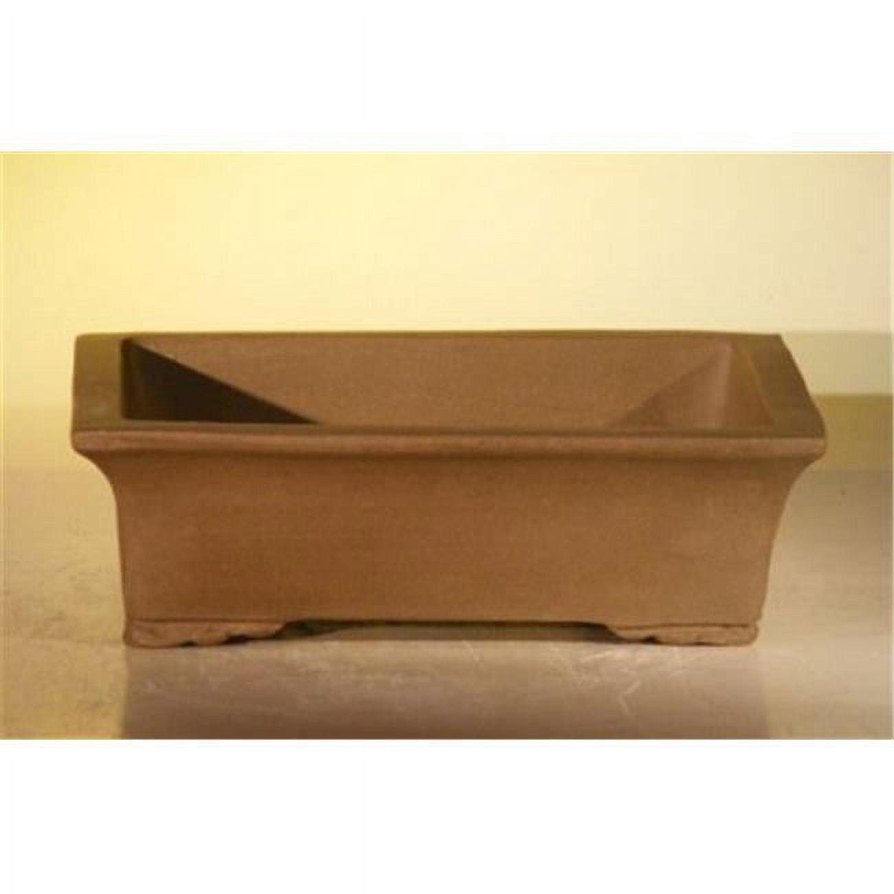 10 x 7.875 x 3.125 in. Unglazed Ceramic Bonsai Pot, Tan - Rectangle