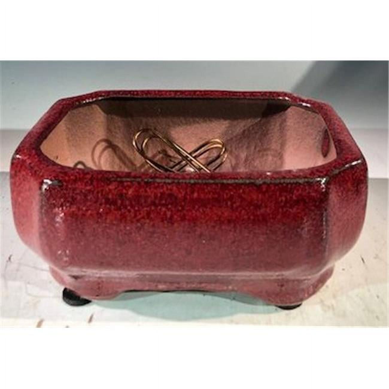 Ceramic Bonsai Pot, Parisian Red - Rectangle