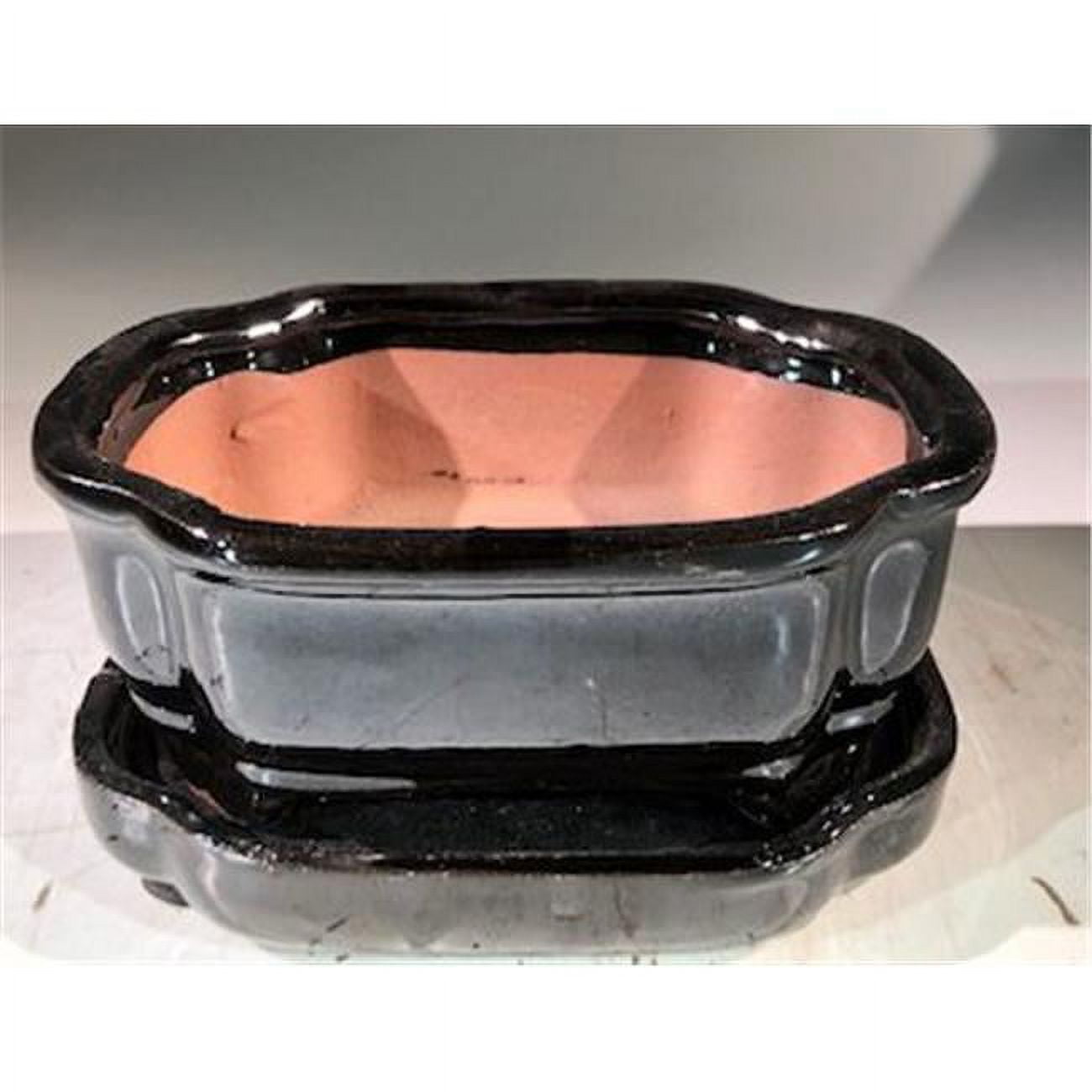 6 x 4.5 x 2.5 in. Ceramic Bonsai Pot, Black - Rectangle