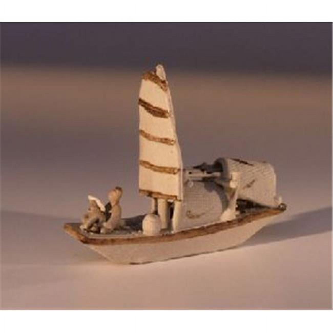 Picture of Bonsai Boy e2048 Man on Sampan Boat - Unglazed Figurine