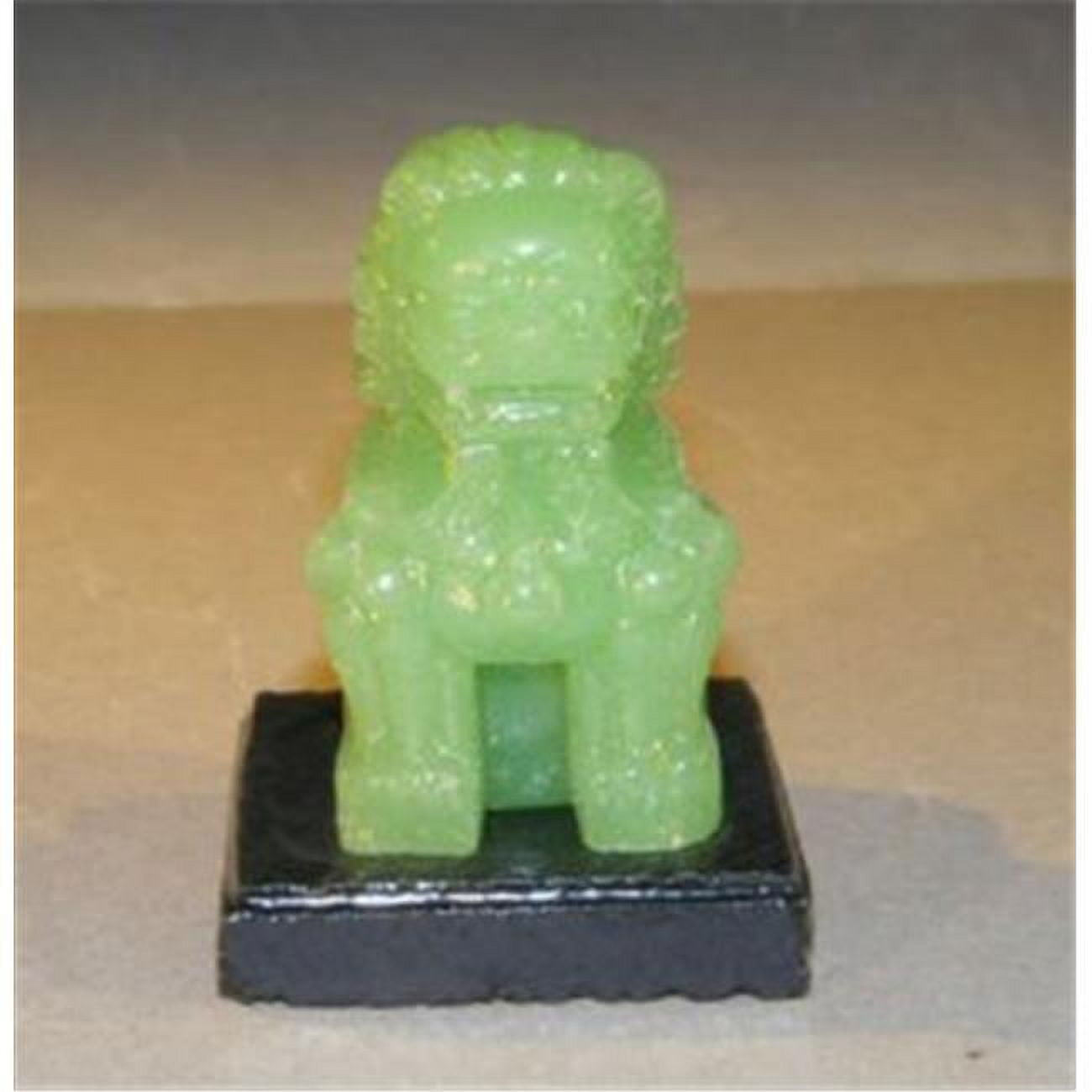 Picture of Bonsai Boy e2832 Miniature Glass Chinese Foo Lion with Wooden Stand&#44; Jade Green