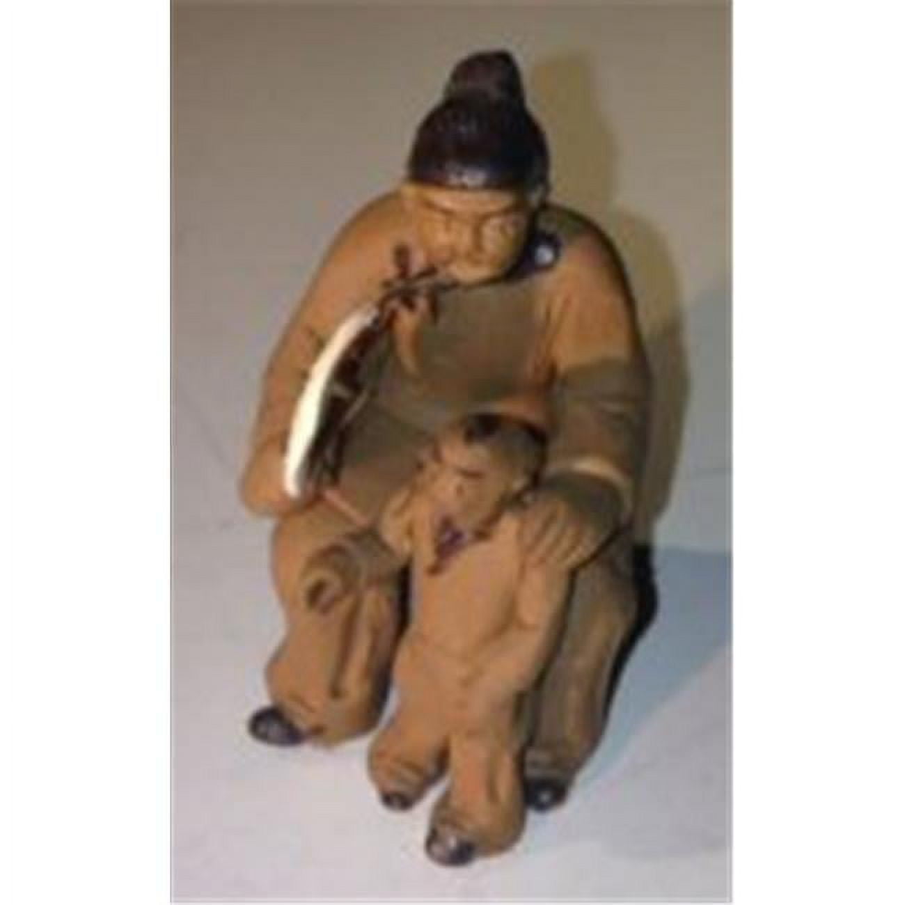 Picture of Bonsai Boy e3281 Ceramaic Figurine - Woman & Child Sitting On A Bench