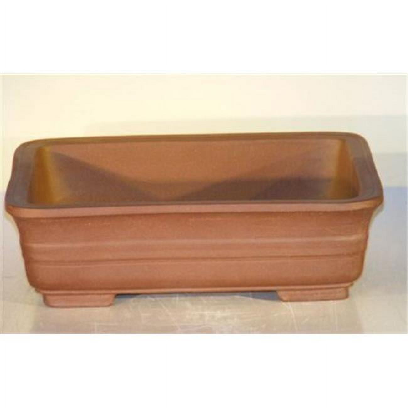 12 x 9.625 x 3.5 in. Unglazed Ceramic Bonsai Pot, Tan - Rectangle