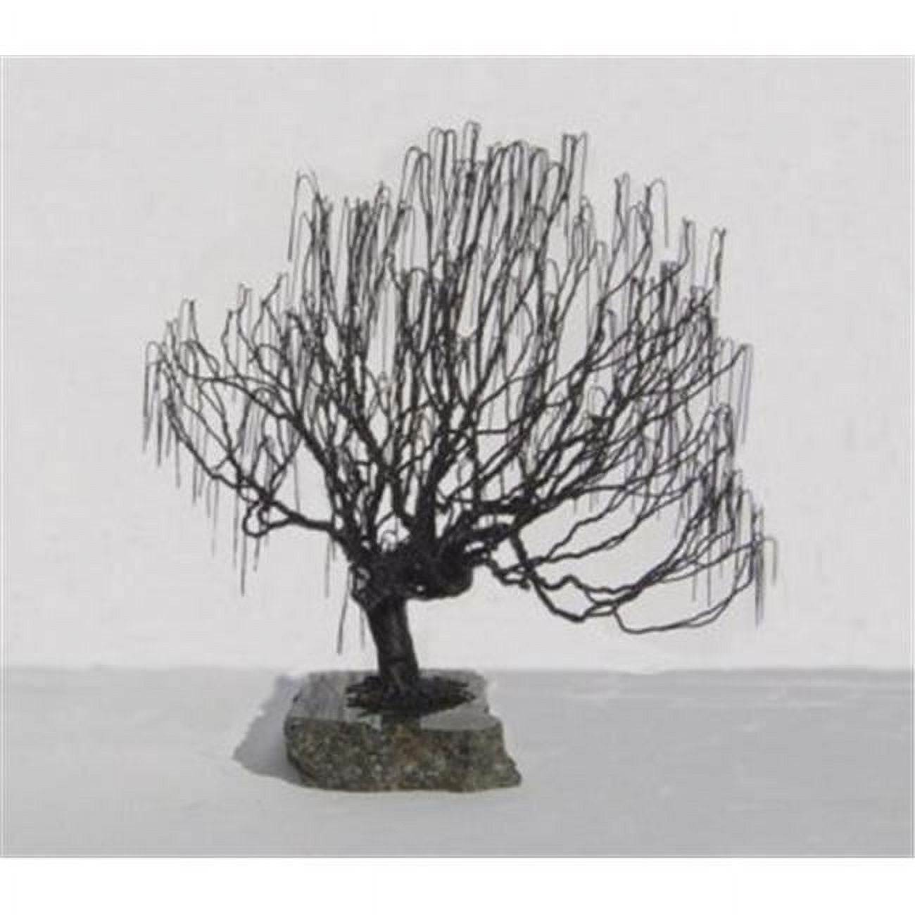 Wire Bonsai Tree Sculpture - Weeping Willow Style, Black