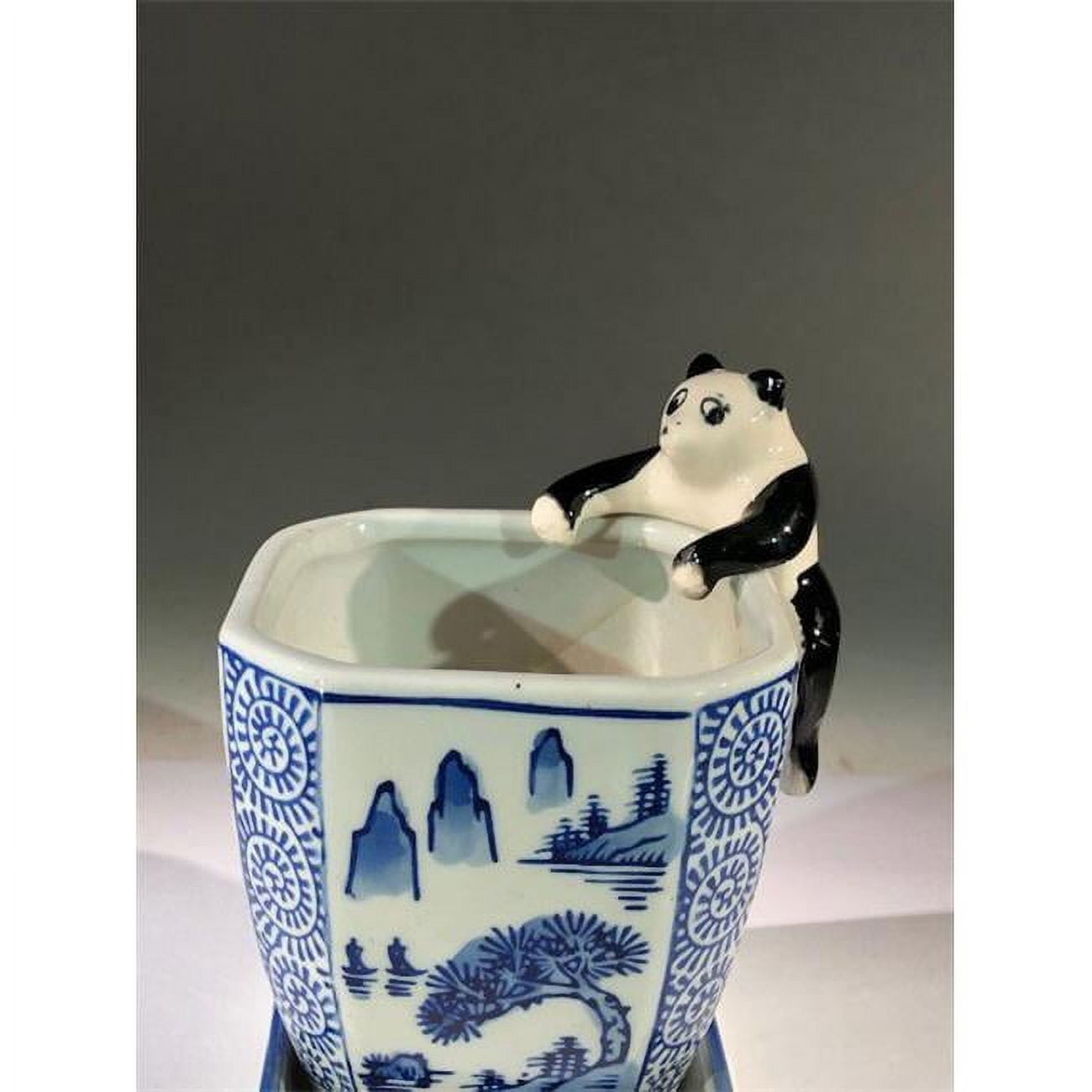 2 in. Miniature Ceramic Figurine - Panda Pot-Hanger