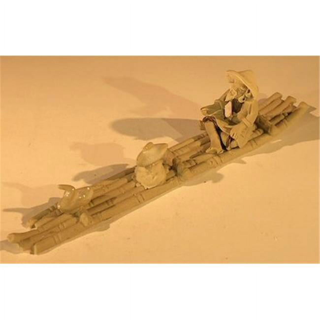 1.5 in. Miniature Ceramic Figurine - Mud Man Riding On Raft with Ducks