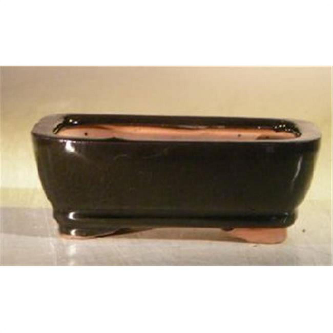 5 x 3.5 x 2 in. Ceramic Bonsai Pot, Black - Rectangle