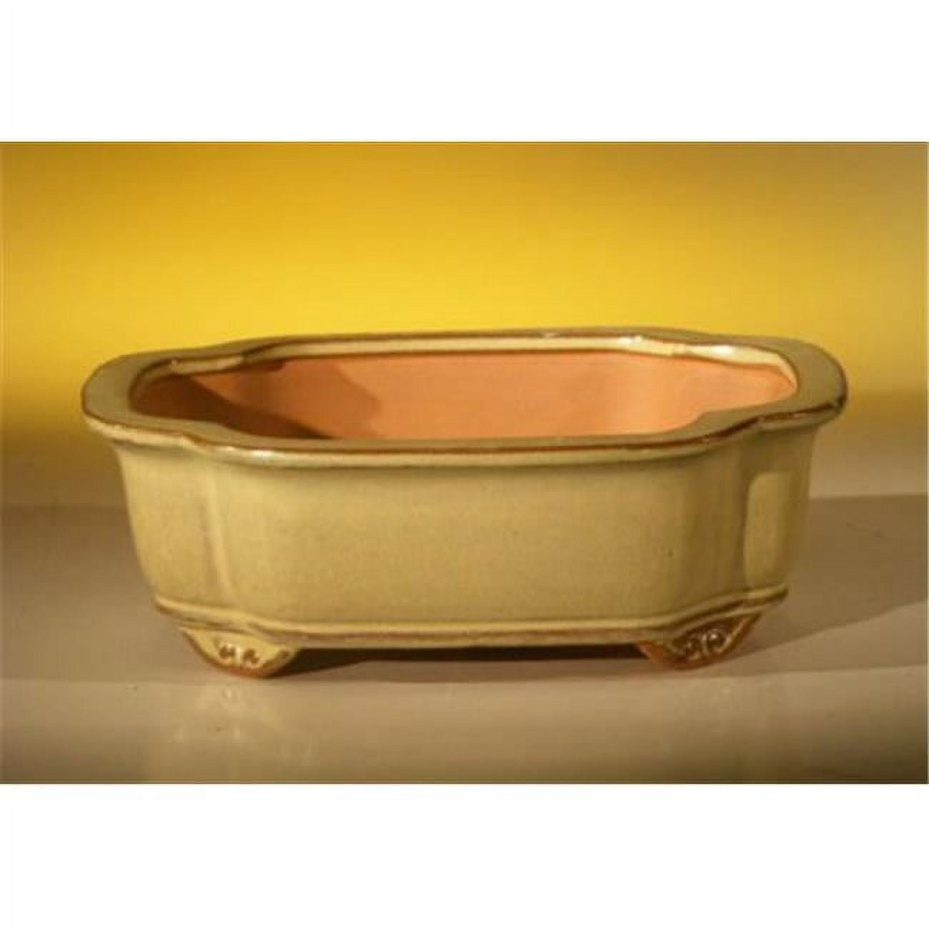 8 x 6 x 2.5 in. Ceramic Bonsai Pot, Beige - Oval