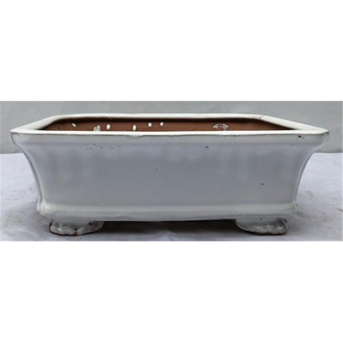 Ceramic Bonsai Pot, White - Rectangle