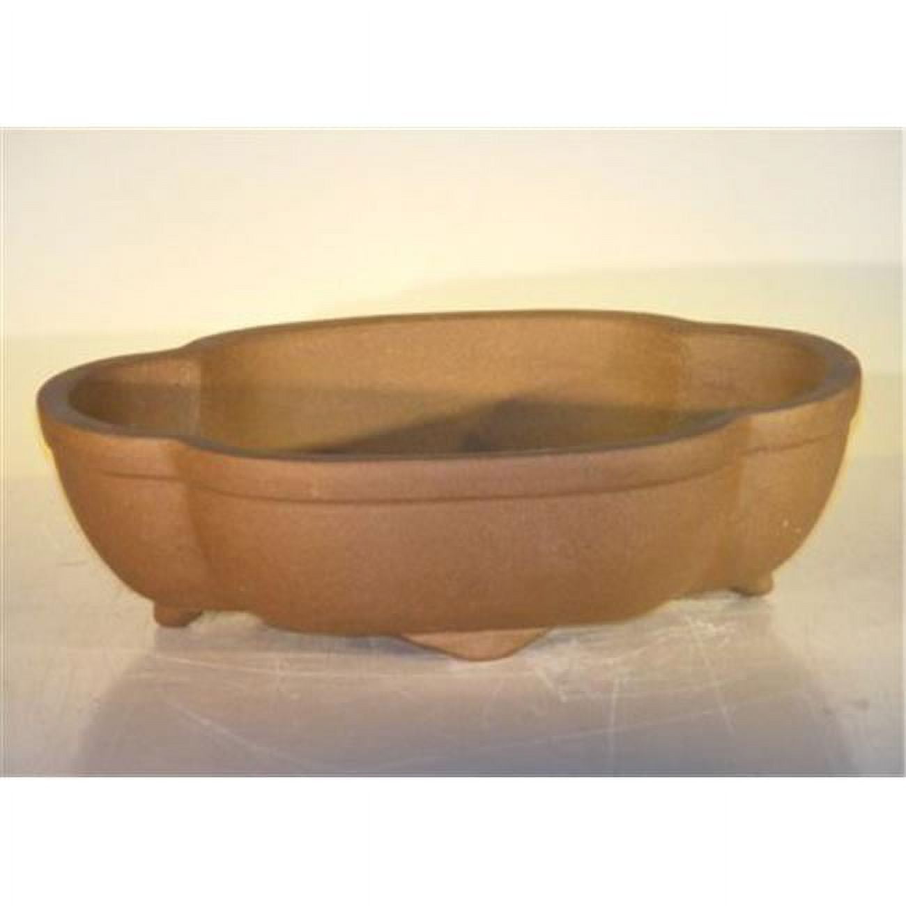 12 x 9.625 x 3.5 in. Unglazed Ceramic Bonsai Pot, Tan - Oval