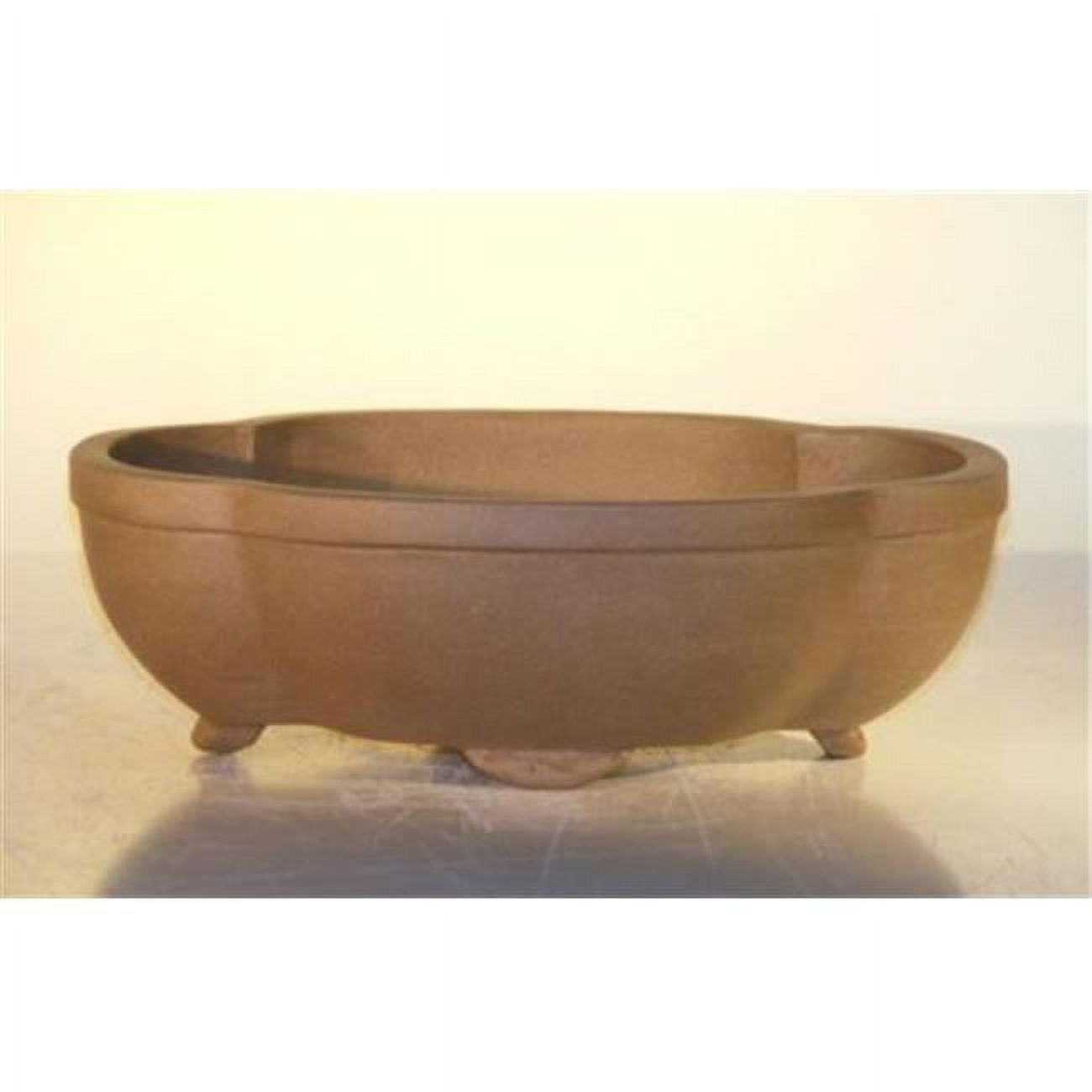 10 x 7.875 x 3.125 in. Unglazed Ceramic Bonsai Pot, Tan - Oval