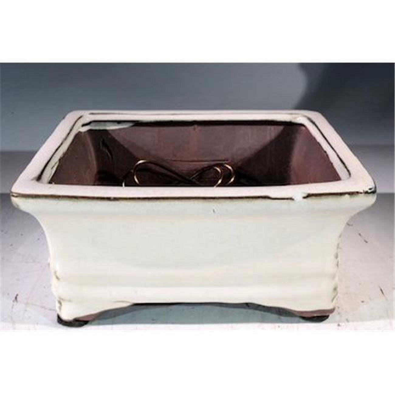Ceramic Bonsai Pot, Beige - Rectangle