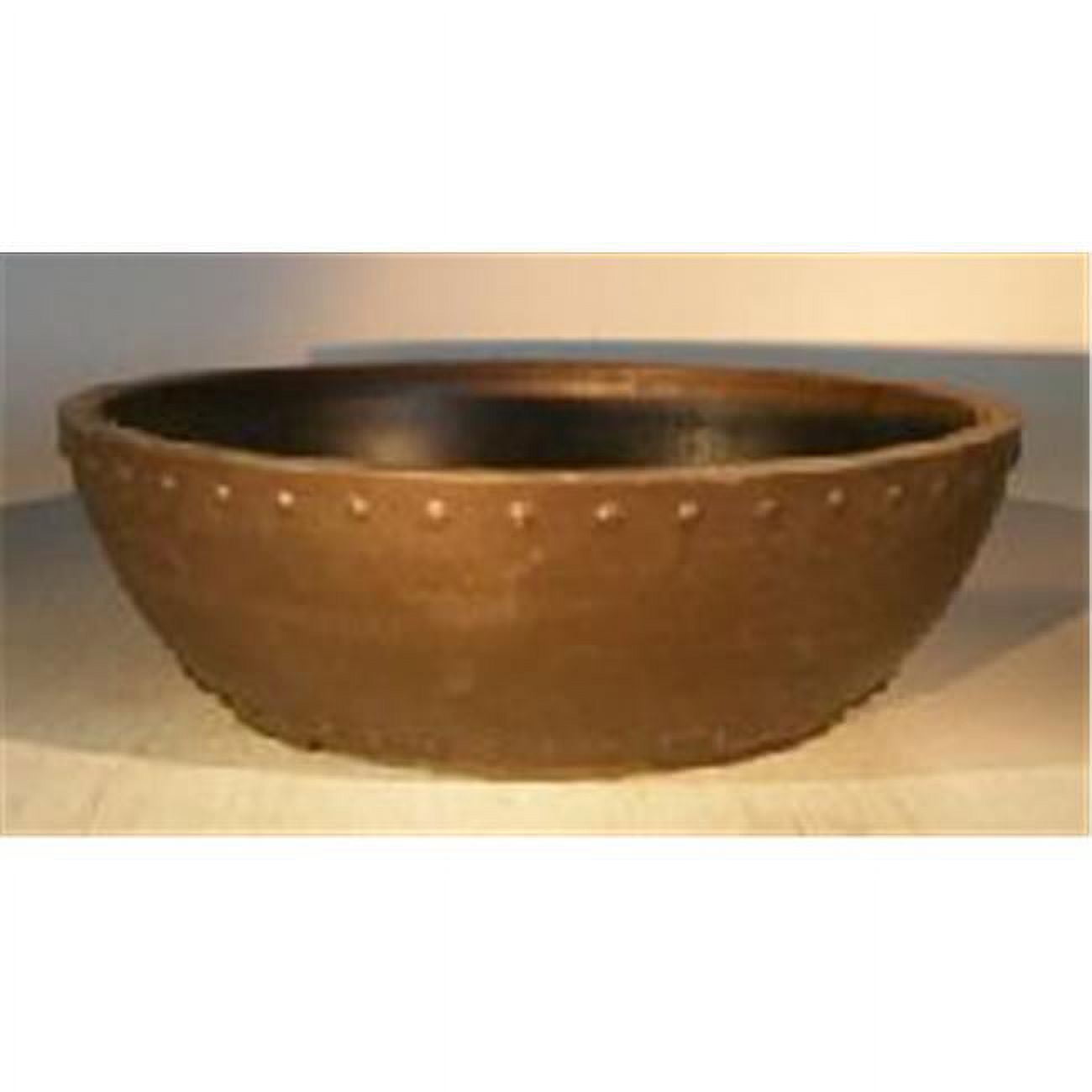 9 x 3 in. Mica Bonsai Pot, Brown - Round