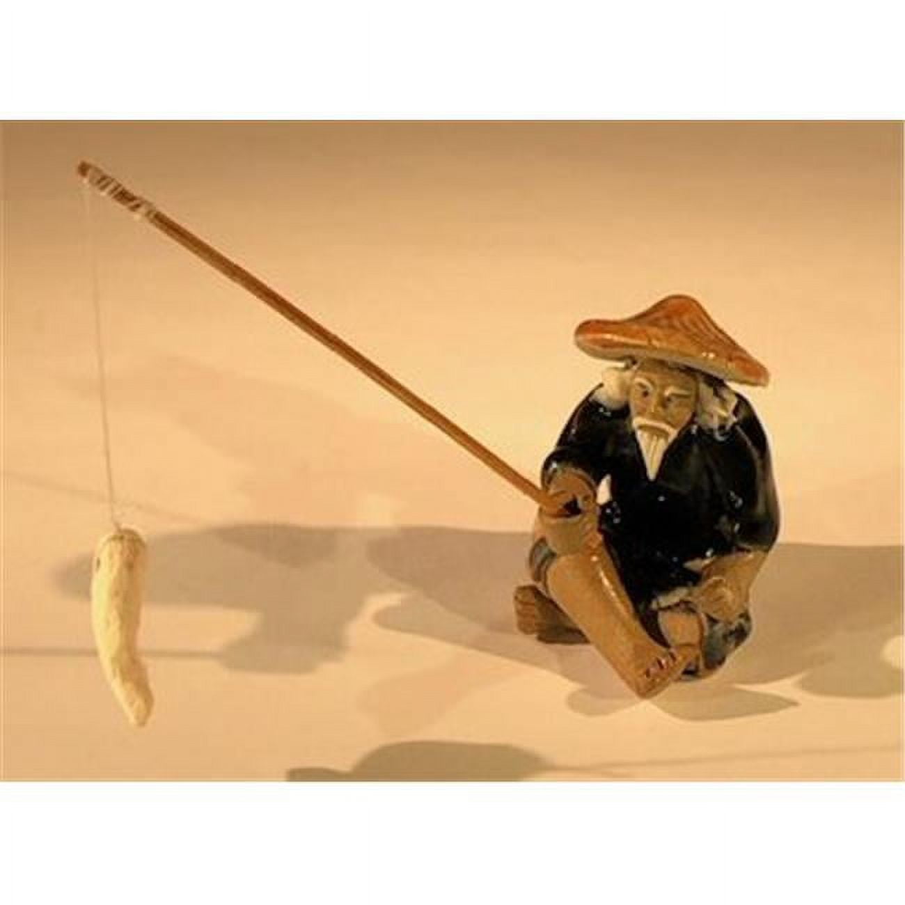 e3457 2.25 in. Miniature Ceramic Figurine - Glazed Fisherman
