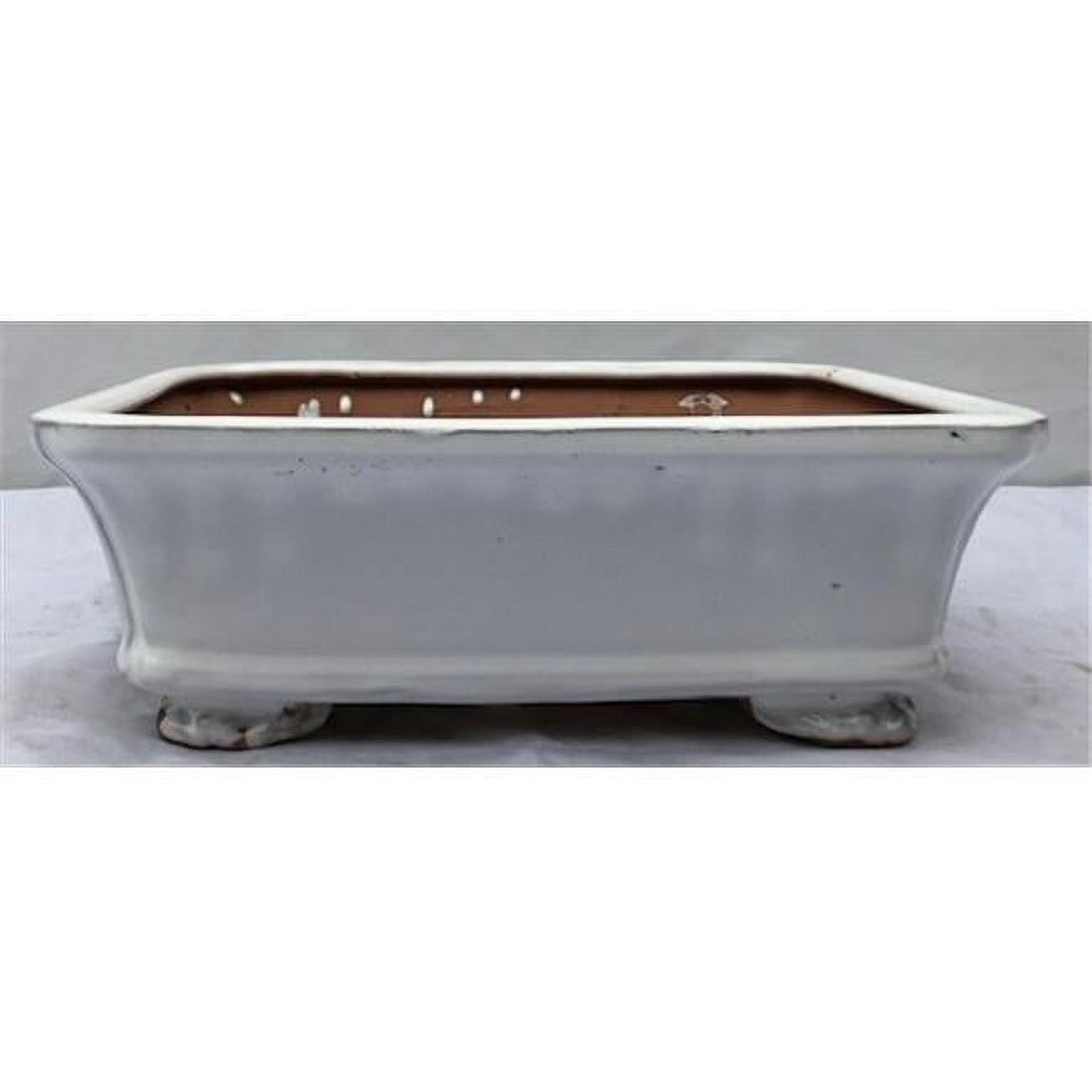 Ceramic Bonsai Pot, White - Rectangle