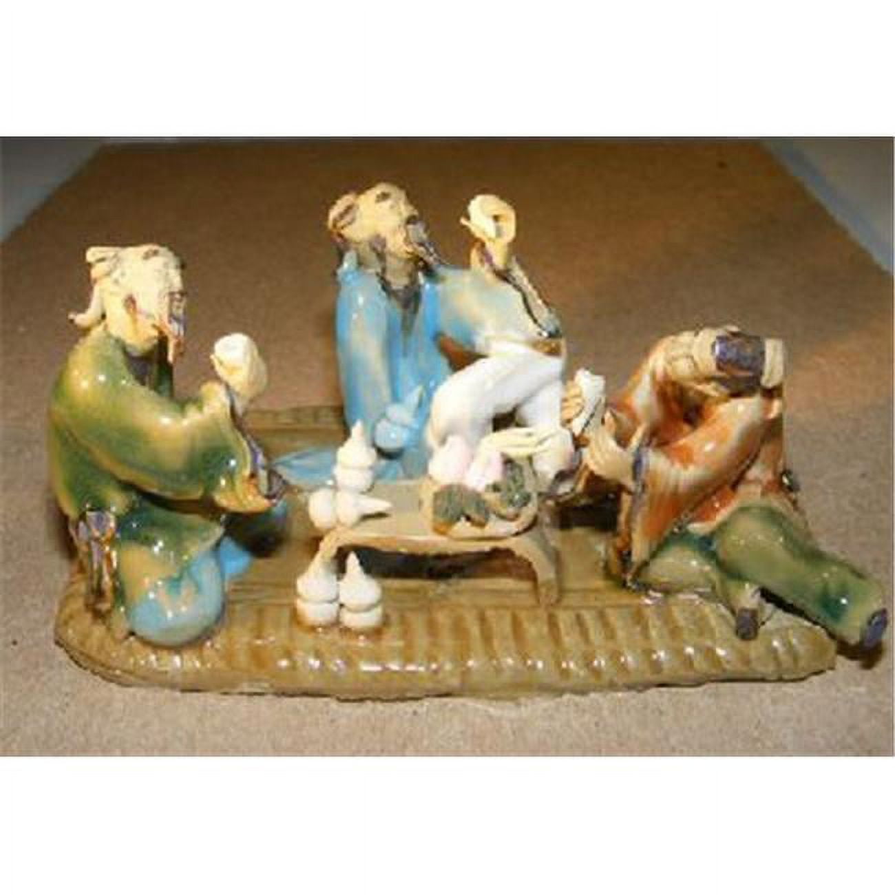 Picture of Bonsai Boy e2954 Miniature Ceramic Figurine - Three Men Sitting at a Table - Fine Detail