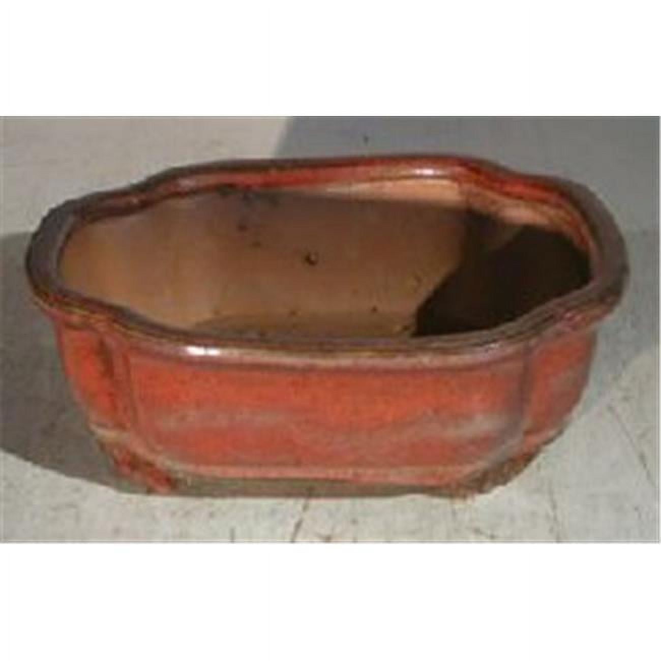 4.5 in. Ceramic Bonsai Pot, Parisian Red - Rectangle