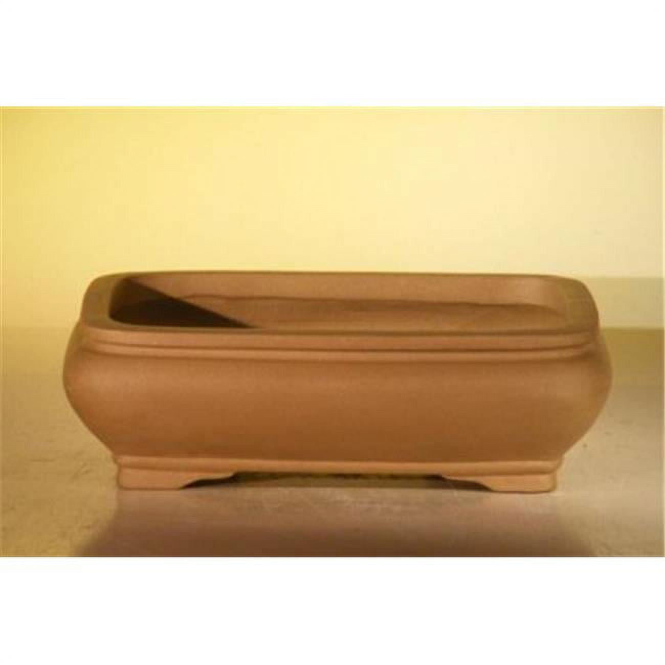 10 x 7.825 x 3.125 in. Unglazed Ceramic Bonsai Pot, Tan - Rectangle
