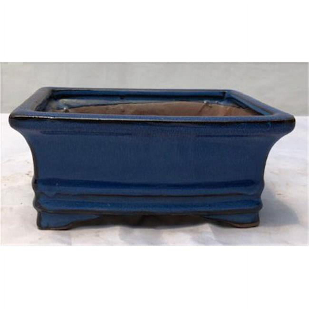 6.125 x 5 x 2.125 in. Ceramic Bonsai Pot, Blue - Rectangle