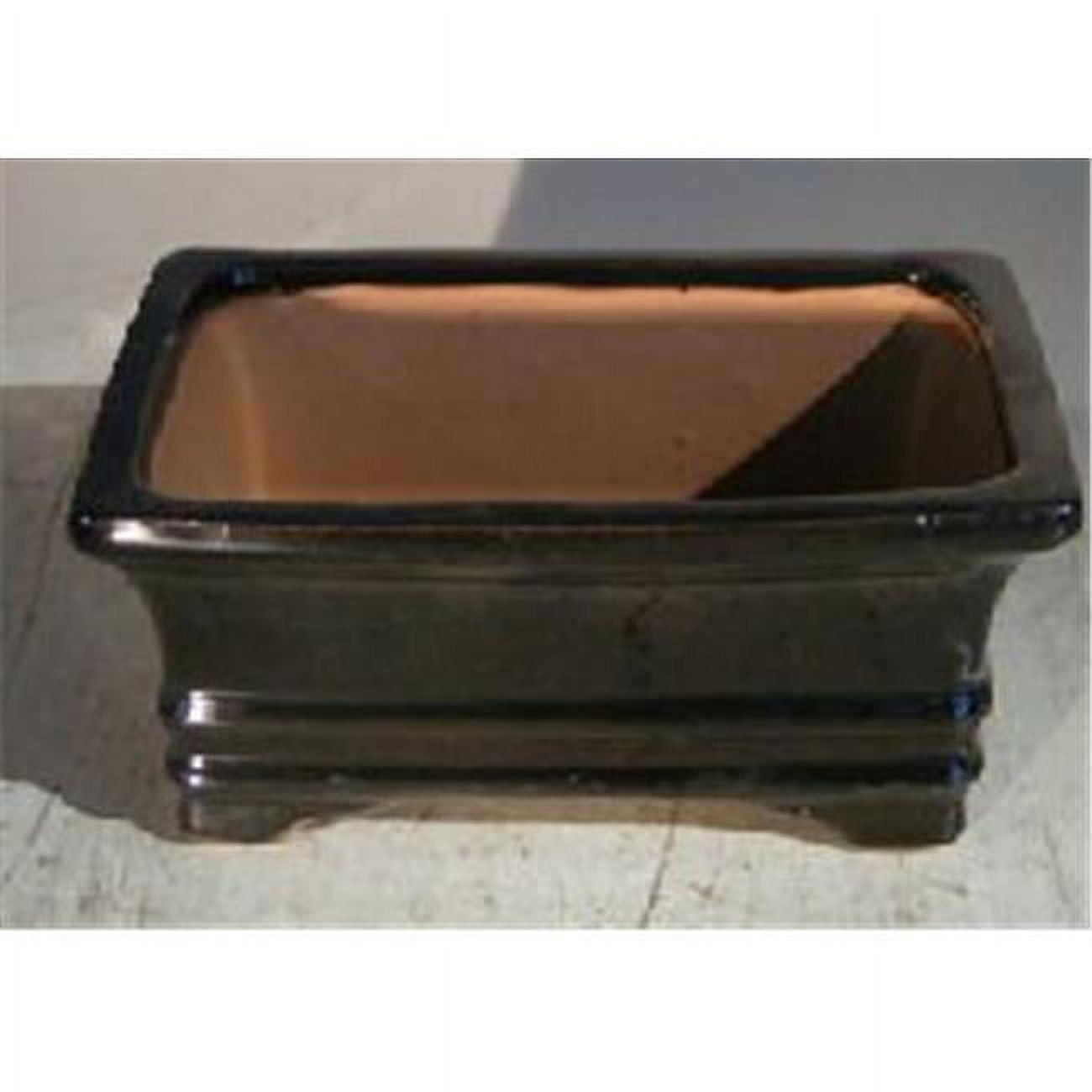 6.125 x 5 x 2.125 in. Ceramic Bonsai Pot, Black - Rectangle