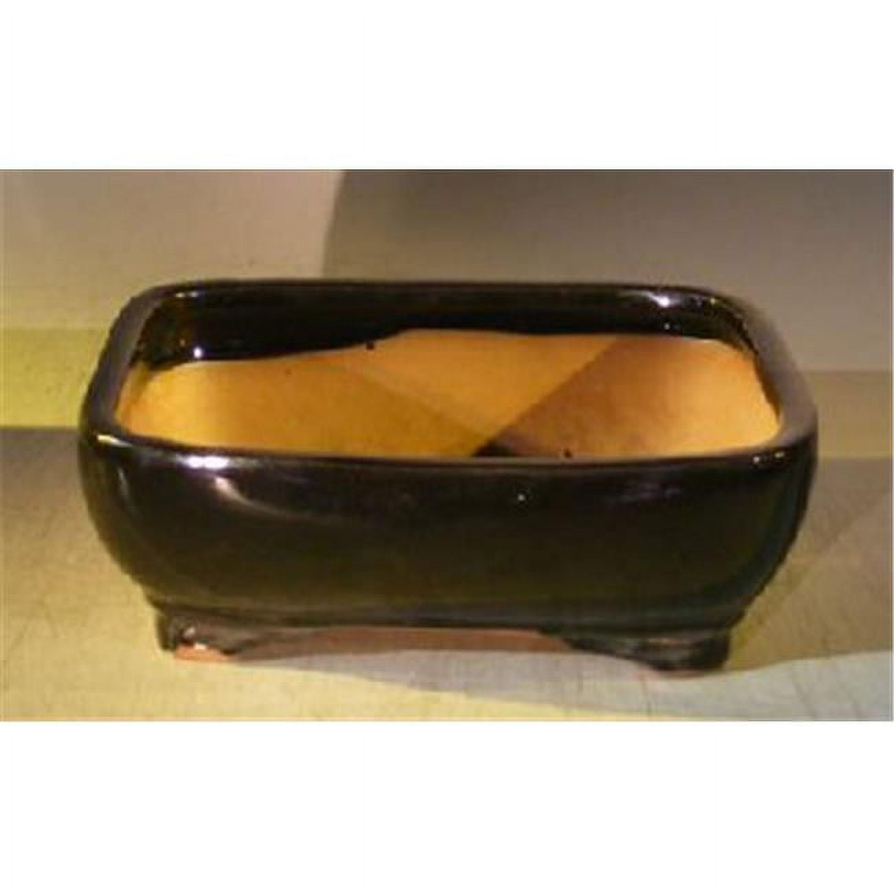 Ceramic Bonsai Pot, Black - Rectangle