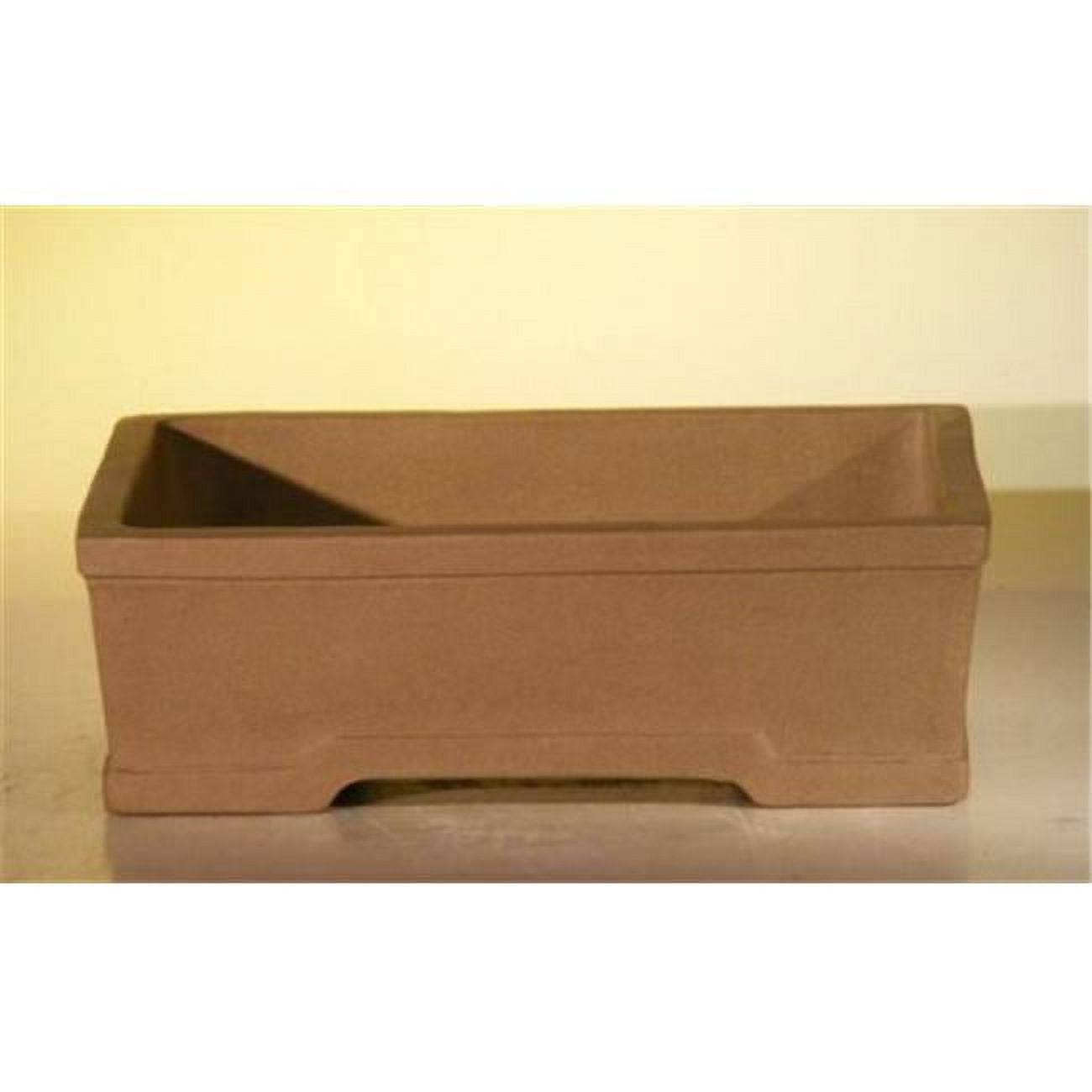 10 x 7.875 x 3.125 in. Unglazed Ceramic Bonsai Pot, Tan - Rectangle