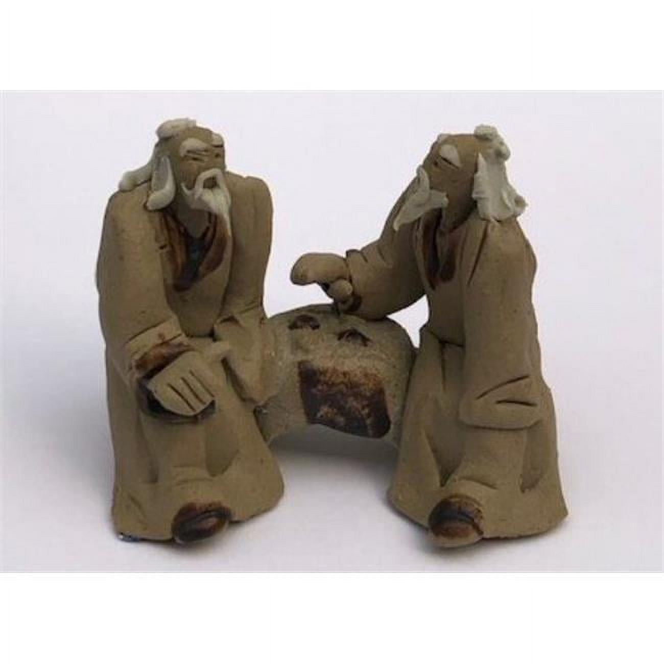 Picture of Bonsai Boy of New York e3511 2 in. Two Mud Men Sitting on a Bench Playing Chess Ceramic Figurine