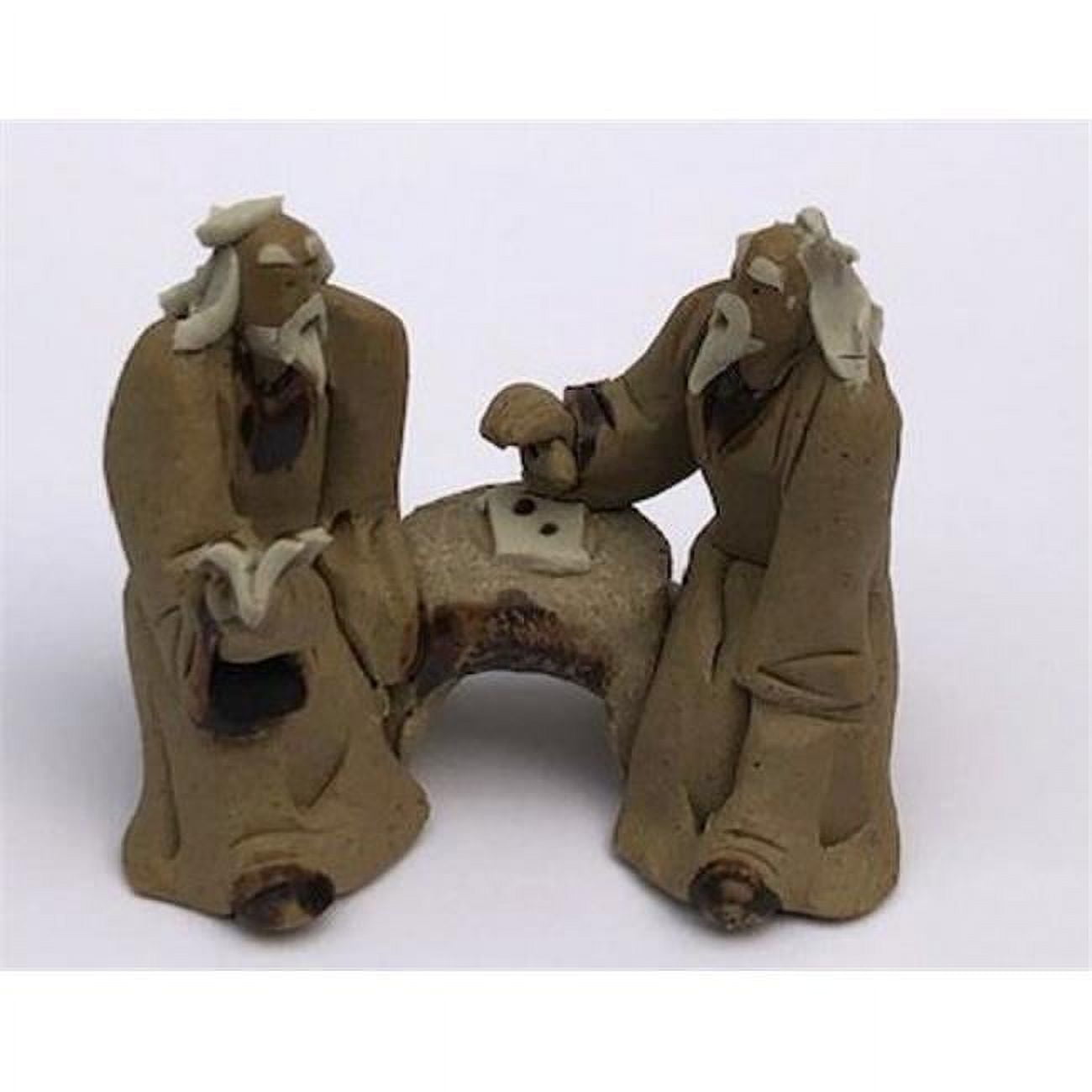 Picture of Bonsai Boy of New York e3512 2 in. Two Mud Men Sitting on a Bench Reading Book Ceramic Figurine