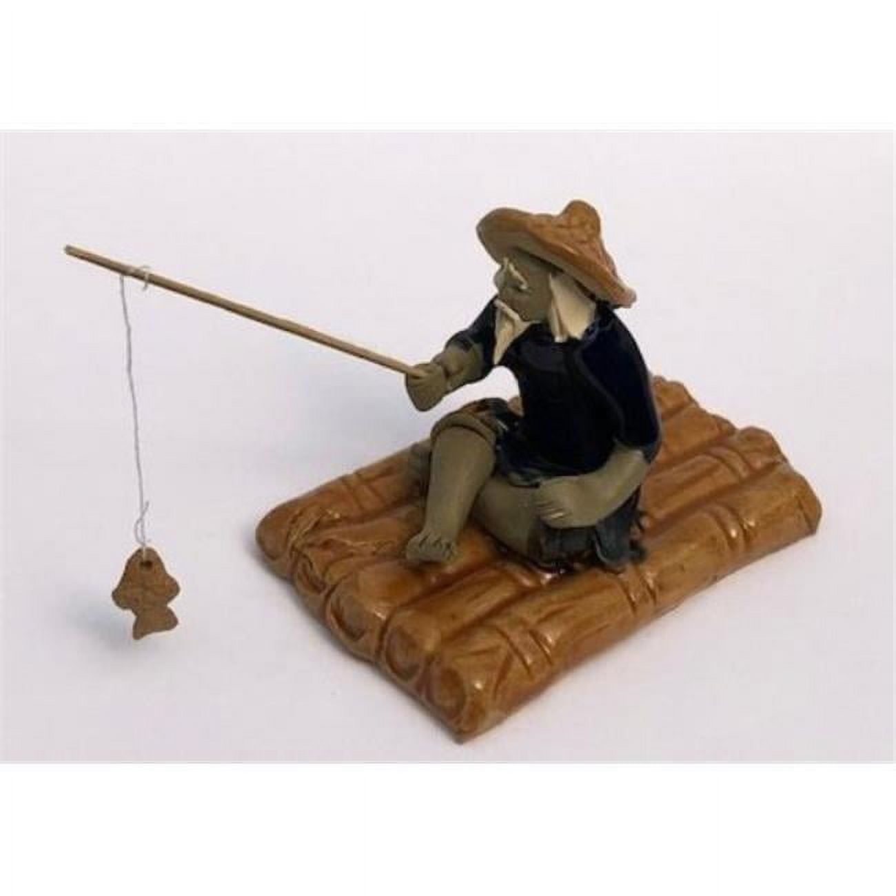Picture of Bonsai Boy of New York e3518 2.75 in. Glazed Fisherman Sitting on Raft Miniature Ceramic Figurine