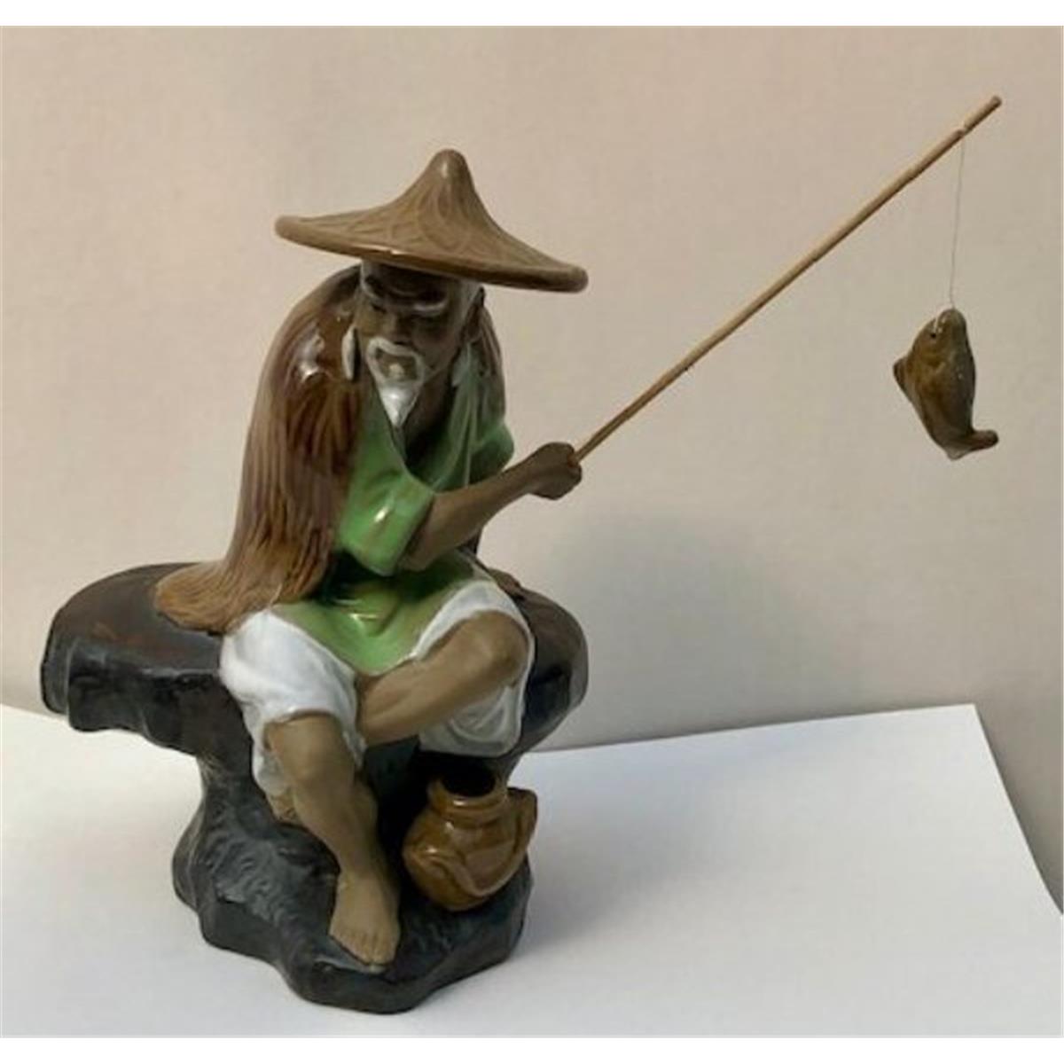 Picture of Bonsai Boy of New York e3543 8.5 in. Glazed Fisherman Miniature Ceramic Figurine