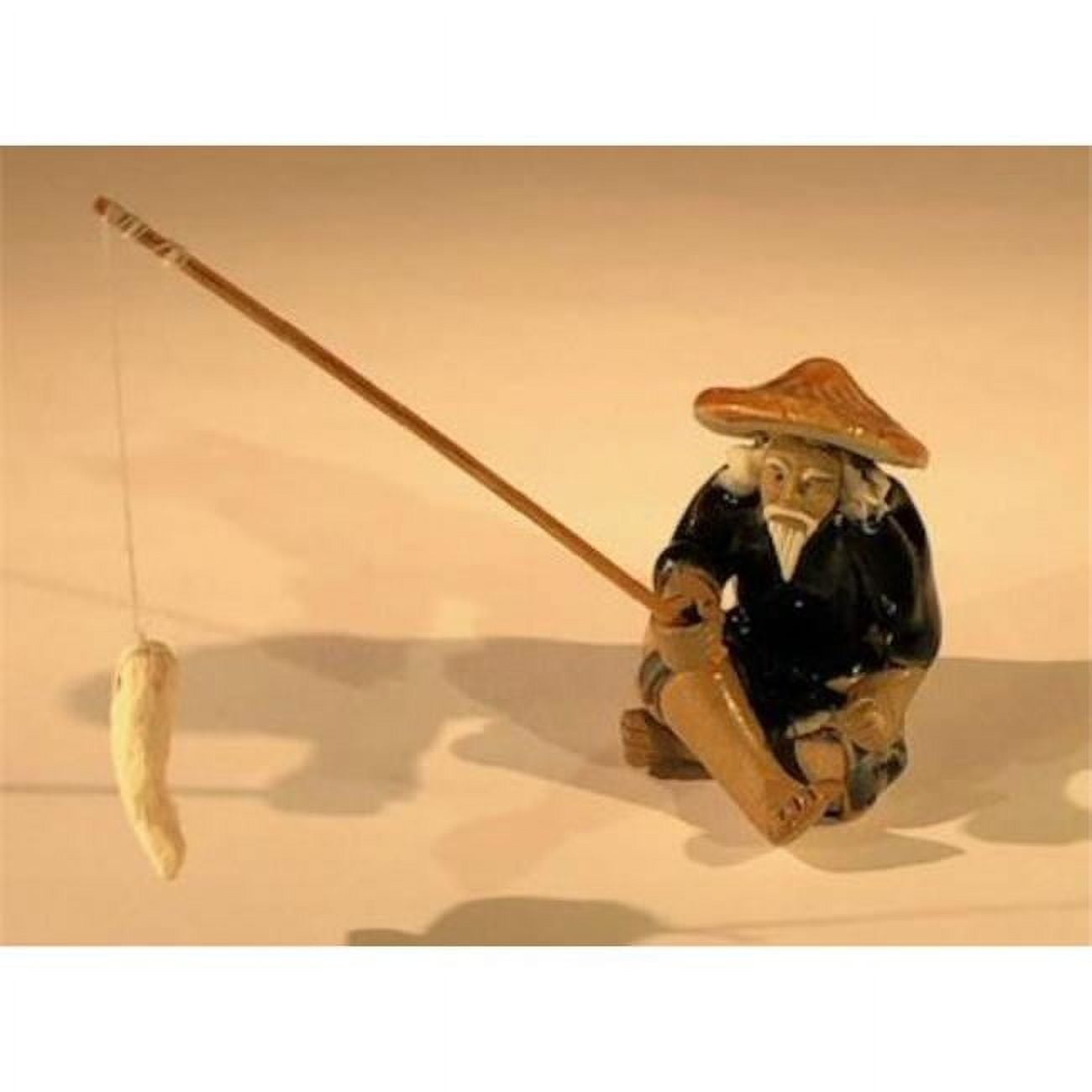 1.75 in. Miniature Ceramic Figurine - Glazed Fisherman