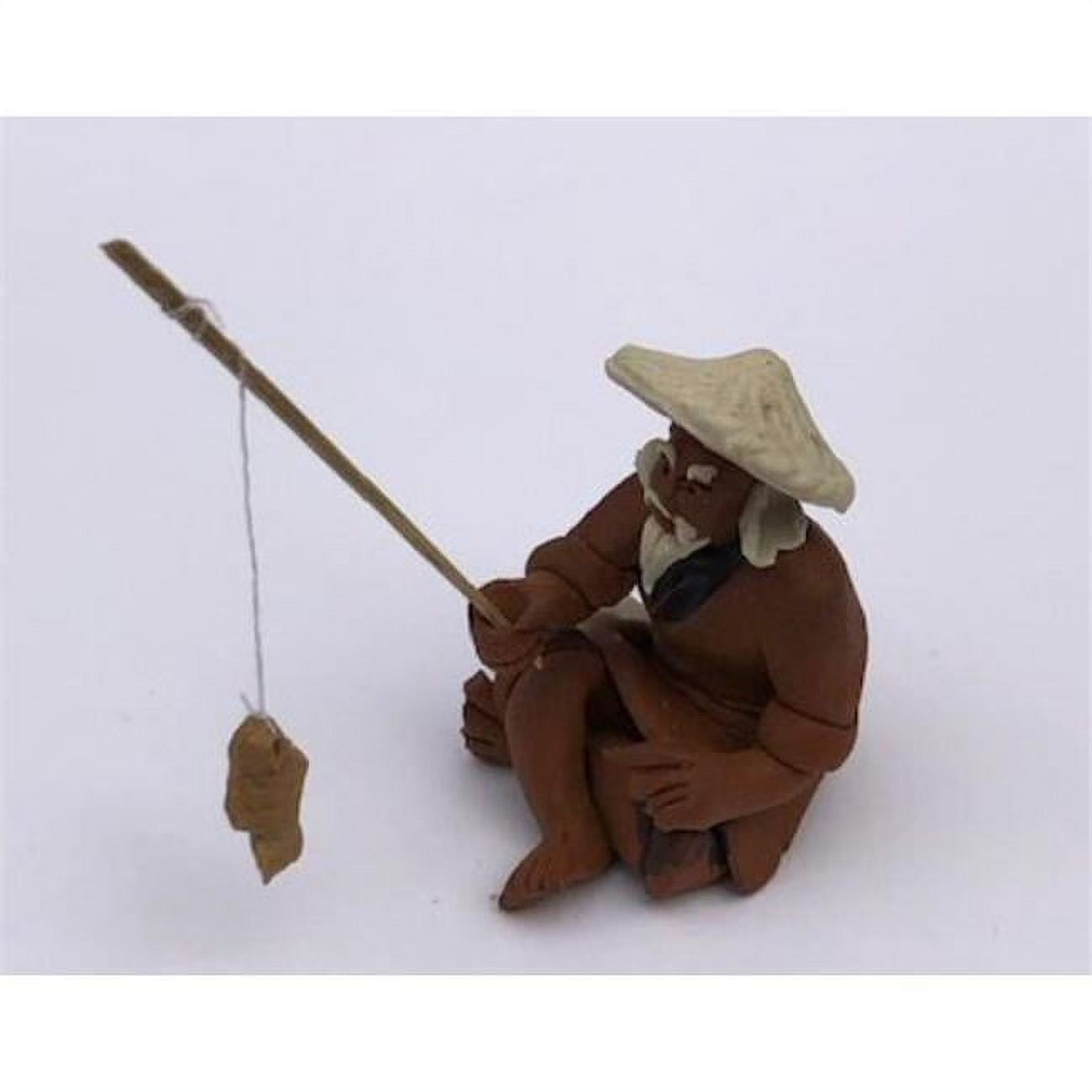 e3559 1.25 in. Miniature Ceramic Figurine - Unglazed Fisherman