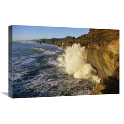 GCS-453481-1624-142 16 x 24 in. Swells At High Tide Against Sandstone Cliffs, Tongaporutu, New Zealand Art Print - Harley Betts -  Global Gallery