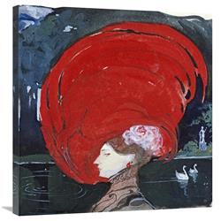30 in. A Lady in a Large Red Hat Art Print - Leo Schnug -  JensenDistributionServices, MI1290212