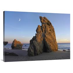 Global Gallery Crescent Moon Over El Matador Beach, Malibu, California-Canvas Art-40"x30"