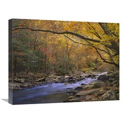 Global Gallery Little River Flowing Through Autumn Forest, Great Smoky Mountains National Park, Tennessee-Canvas Art-24"x18"