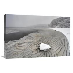 Global Gallery Pleated ice Along Lake Shore in Winter, Nova Scotia, Canada-Canvas Art-30"x20"