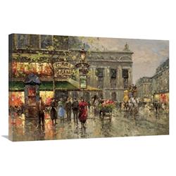 Global Gallery Vintage Parisian Street Scene-Canvas Art-36"x24"