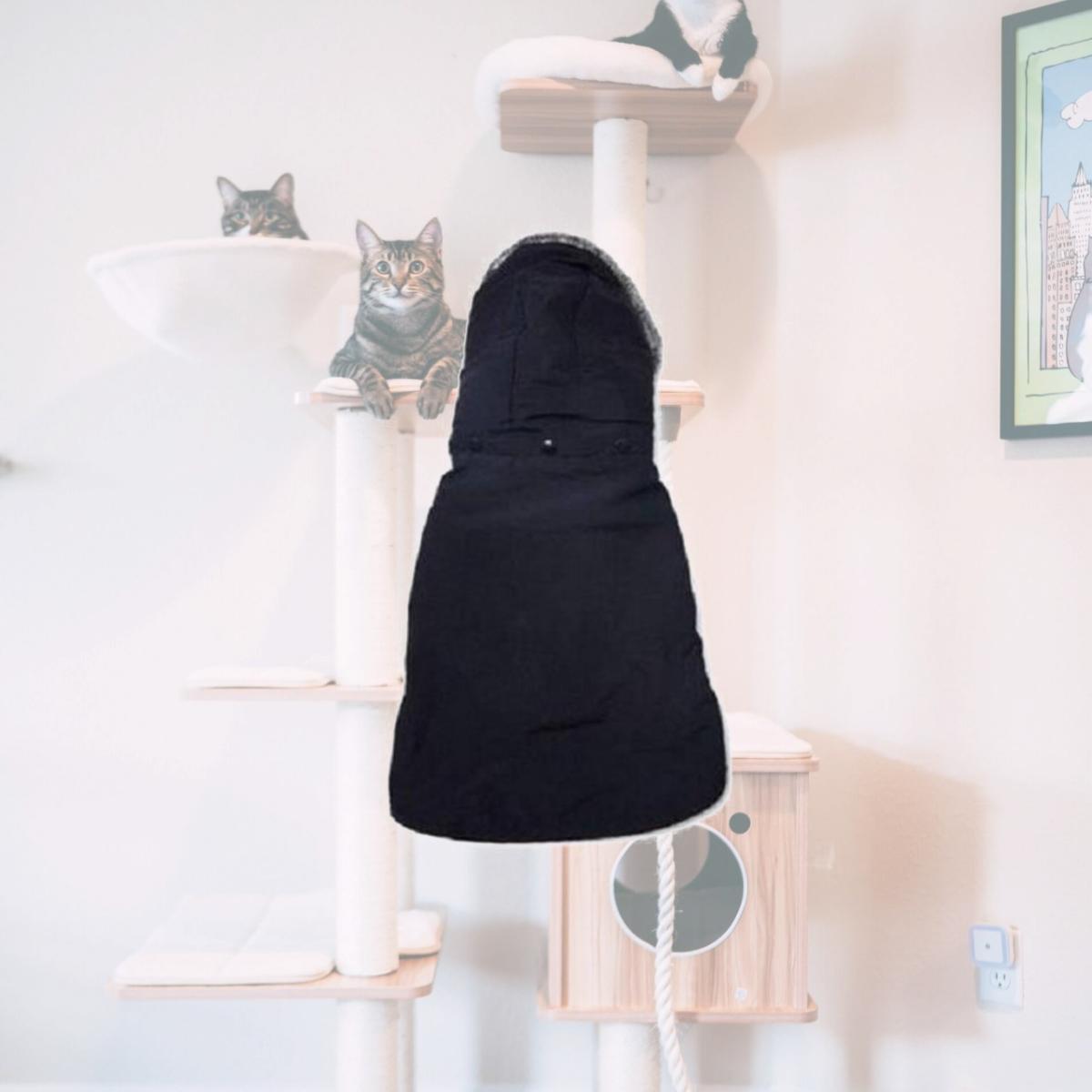 Picture of Bonevivant BV-JK-113-M Kennedy Faux Fur Hooded Dog Coat&#44; Black & White - Medium